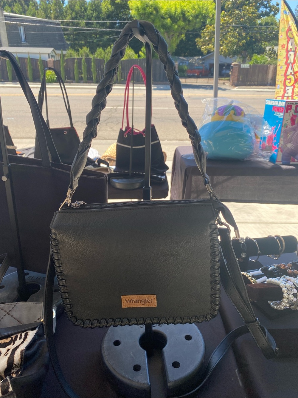 Wrangler Black Braided-Trim Shoulder Bag